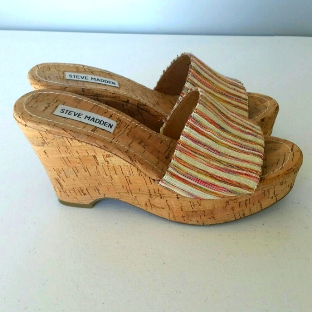 Steve Madden Surg Platform Cork Wedge Sandal - 7